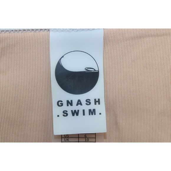 Gnash One Shoulder White Ribbed Bikini Top Sz 8 Bottom Sz 6 Swimsuit - Picture 11 of 16